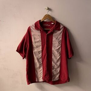 Caribbean Silk Blend Red Beach Bowler Shirt Size L GUC